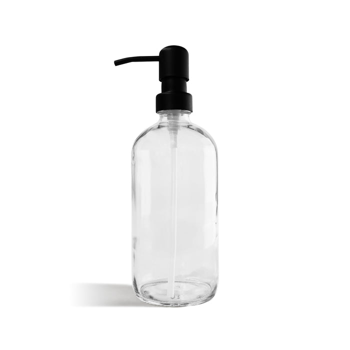 Soap Glass Bottle - Glass with Black Metal Pump (16oz)